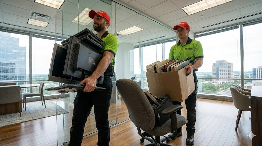 Wee Haul Junk Removal crew clearing an office in Fairfax County, VA