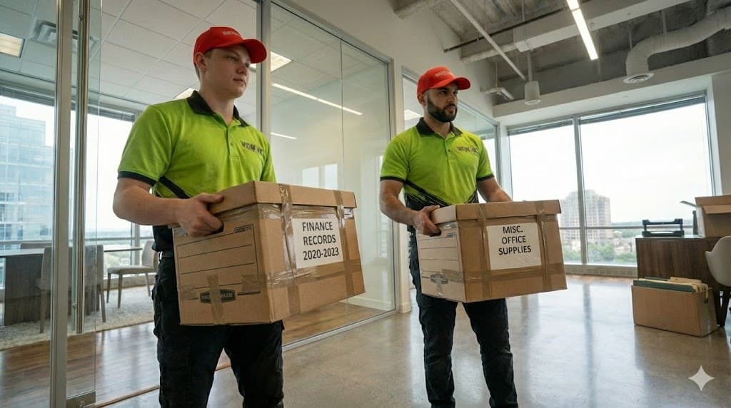 Office boxes loaded for removal